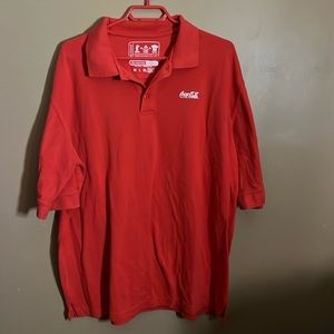 😄Red Coca Cola golf polo shirt. B4